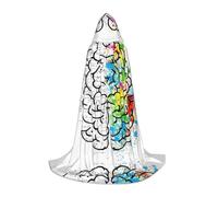 POEZJZW Geometry Brain Image With Science Pattern Men Women Cloak With Hood Adult Cape With Hood Renaissance Halloween Witch Costume Wizard Cloak S