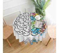 POEZJZW Geometry Brain Image With Science Pattern Round Tablecloth Coffee Tablecloth For Table Decorations, Buffet Kitchen Parties And Camping, 60in