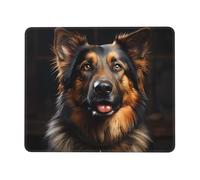 POEZJZW German Shepherd Pattern Mouse Pad Non-Slip Rubber Stitched Edges Waterproof Gaming Mouse Mat for Desk Gaming Work Wireless Mice 7 X 8.6 in