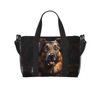 Poezjzw German Shepherd Travel Duffel Bag Tote Carry On Luggage Bag Water Resistant Weekender Overnight Bags For Foldable, Black, One Size
