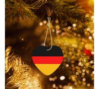 Poezjzw Germany Flag Pattern Ceramic Christmas Ornament Heart Hanging Pendant Gifts For Xmas Holidays, Ornaments For Home Decor