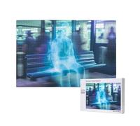 Poezjzw Ghost In The Station Seat Puzzles For Adult 1000 Pieces Wooden Jigsaw For Family Friend Home Decor Wall Art 29.5 X 19.7 In