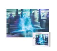 Poezjzw Ghost In The Station Seat Puzzles For Adult 300 Pieces Wooden Jigsaw For Family Friend Home Decor Wall Art 15.7 X 11in