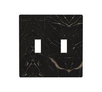 Poezjzw Gold Black Marble Pattern Wall Plate Outlet Cover Decorative Wall Plate Size 4.5X 4.5in Double Toggle Outlet Light Switch Cover