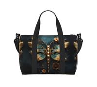 Poezjzw Gold Color Delicate Dragonfly Flower Travel Duffle Bag Weekender Carry On Tote Bags For Women Hospital Bags For Labor And Delivery Overnight Luggage Bag, Black, One Size, Black, One Size