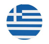 POEZJZW Greek Flag Pattern Round Mouse Pad Desktop Protection Mat with Non-Slip Rubber Base 7.9Ã-7.9 in for Home and Office
