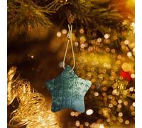 Poezjzw Green Bamboo Forest Pattern Ceramic Christmas Ornament Star Hanging Pendant Gifts For Xmas Holidays, Ornaments For Home Decor