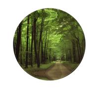 POEZJZW Green Country Road Pattern Round Non-Slip Rubber Base Small Mouse Pad Suitable For Games Computer Laptop 7.9x7.9 In
