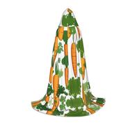 POEZJZW Green Leaf Carrot Pattern Hooded Cloak Robe Costume Cloak For Adult Men Women Christmas Hoodies Cape Cosplay Costumes, Black, S