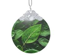 Poezjzw Green Nature Pattern Christmas Glass Silver Metal Buckle Pendant Decorations Suitable For Home Shopping Malls And Holiday Celebrations
