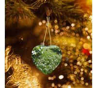 Poezjzw Greens And Flowers Pattern Ceramic Christmas Ornament Heart Hanging Pendant Gifts For Xmas Holidays, Ornaments For Home Decor