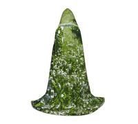POEZJZW Greens And Flowers Pattern Hooded Cloak Robe Costume Cloak For Adult Men Women Christmas Hoodies Cape Cosplay Costumes L