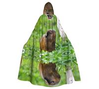 POEZJZW Guinea Pig Grass Pattern Adult Hooded Cloak Cloak Women Men Halloween Costume Masquerade Cosplay Costume Christmas Party Robe