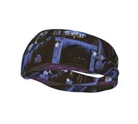 Poezjzw Halloween Haunted Pattern Sports Headband Suitable For Running Yoga Elasticated Moisture Wicking Hairband