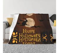 POEZJZW Halloween Witch Flying Pattern Fashion Flannel Bed Blanket Cozy Blanket Soft And Warm Sofa Bedroom Blanket 50"X40"