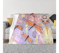 POEZJZW Hand Painted Dragonfly Pattern Blanket Super Soft Flanne Warm Blanket Bed Sofa Living Room Film 50"X40"