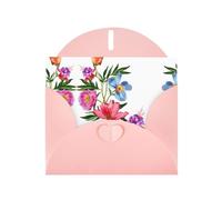 POEZJZW Hand Painted Flower Patterned Pearl Paper Blank Greeting Card Suitable For Birthday Wedding Party Invitation With Pink Envelope