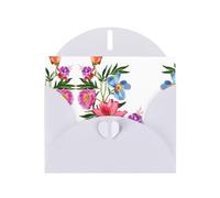 POEZJZW Hand Painted Flower Patterned Pearl Paper Blank Greeting Card Suitable For Birthday Wedding Party Invitation With White Envelope