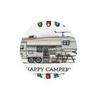 Poezjzw Happy Camper Pattern Car Air Fresheners 4 Pcs Round Shape Hanging Aromatherapy Tablets Scented Fresheners For Bedroom Closet Shoe
