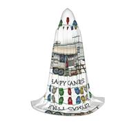 POEZJZW Happy Camper Pattern Men Women Cloak With Hood Adult Cape With Hood Renaissance Halloween Witch Costume Wizard Cloak S