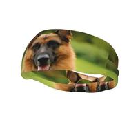 Poezjzw Happy German Shepherd Pattern Sports Headband Suitable For Running Yoga Running Cycling Elastic Moisture Band
