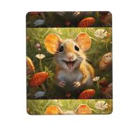 POEZJZW Happy Mouse Pattern Mouse Pad, Portable Office Non-Slip Rubber Base Wireless Mouse Pad For Office Laptop Computer Pc 10 X 12 Inch