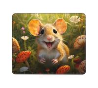 POEZJZW Happy Mouse Pattern Mouse Pad, Portable Office Non-Slip Rubber Base Wireless Mouse Pad For Office Laptop Computer Pc 7.9 X 9.5 In