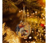 Poezjzw Harvest Turkey Pattern Ceramic Round-Shaped Christmas Tree Ornaments, Family New Year Home Souvenirs For Gatherings