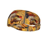 Poezjzw Harvest Turkey Pattern Sports Headband Suitable For Running Yoga Elasticated Moisture Wicking Hairband