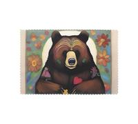 Poezjzw Healing Bear Pattern Placemats Set Of 6, 12 X 18 Inch Seasonal Summer Table Mats For Party Kitchen Dining Decoration