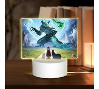 POEZJZW Healing Beasts Pattern Rectangle Acrylic Night Light with USB Cable Adjustable 3 Colors for Restaurant Bar Cafe