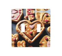 Poezjzw Heart Shaped Cookies Pattern Decorative Light Switch Plate Covers 2 Gang Wall Plate Double Toggle Switch Cover 4.5 X 4.5 in