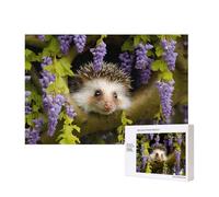 Poezjzw Hedgehog And Flower Puzzles For Adult 300 Pieces Wooden Jigsaw For Family Friend Home Decor Wall Art 15.7 X 11in