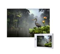 Poezjzw Heron By The Lake Puzzles For Adult 1000 Pieces Wooden Jigsaw For Family Friend Home Decor Wall Art 29.5 X 19.7 In