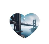 Poezjzw High Bridge Over The Sea Pattern Car Air Fresheners 4 Pcs Heart Shape Hanging Aromatherapy Tablets Scented Fresheners For Bedroom Closet Shoe