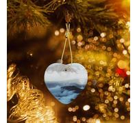 Poezjzw Hill Station Pattern Christmas Heart Shape Ceramic Ornaments Hanging Home Decoration Gatherings Souvenirs
