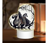 POEZJZW Horse in The Forest Pattern Heart Shape Acrylic Night Light with USB Cable Adjustable 3 Colors for Restaurant Bar Cafe