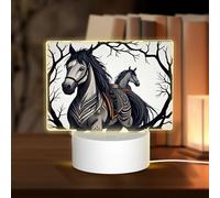 POEZJZW Horse in The Forest Pattern Rectangle Acrylic Night Light with USB Cable Adjustable 3 Colors for Restaurant Bar Cafe