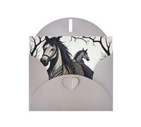 POEZJZW Horse In The Forest Pearl Paper Christmas Cards, With Gray Envelopes, Thank You Cards, Wedding, Valentine'S Day Cards 10-Count