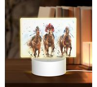 POEZJZW Horse Race Riding Pattern Rectangular Acrylic Night Light Touch Switch Accent for Bookshelves Desks Nightstands