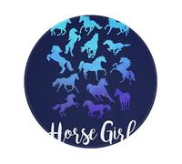 POEZJZW Horse Riding Pattern Round Mouse Pad, Non-Slip Rubber Base Small Mouse Pad, Suitable For Games, Computer Laptop, 7.9x7.9 Inches.