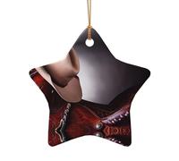Poezjzw Horse Saddle With A Cowboy Hat Wild Pattern Christmas Star Shape Ceramic Ornaments Christmas Tree Hanging Home Decoration Gatherings Souvenirs