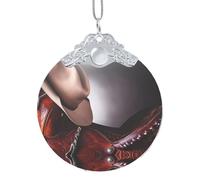 Poezjzw Horse Saddle With A Cowboy Hat Wild Pattern Silver Metal Buckle Round Glass Ornaments Christmas Tree Hanging Home Decoration Gatherings Souvenirs