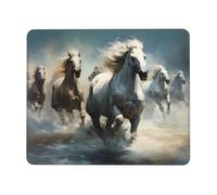 POEZJZW Horses Running Wild In The River Pattern Mouse Pad, Portable Office Non-Slip Rubber Base Wireless Mouse Pad For Office Laptop Computer Pc 7.9 X 9.5 In