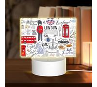 POEZJZW I Love London Pattern Rectangular Acrylic Night Light Touch Switch Accent for Bookshelves Desks Nightstands