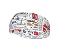 Poezjzw I Love London Pattern Sports Headband Suitable For Running Yoga Elasticated Moisture Wicking Hairband
