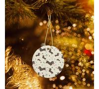 Poezjzw I Love My Dog Dachshunds Pattern Christmas Round Ceramic Ornaments Christmas Tree Hanging Home Decoration Gatherings Souvenirs