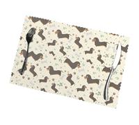 Poezjzw I Love My Dog Dachshunds Pattern Placemats Set Of 6 Non Slip Heat Resistant Polyester Table Mats Washable Place Mats For Dinner Party Table Decoration