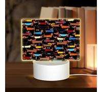 POEZJZW I Love My Dog Dachshunds Pattern Rectangular Acrylic Night Light Touch Switch Accent for Bookshelves Desks Nightstands