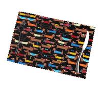 Poezjzw I Love My Dog Dachshunds Pattern Set Of 6 Floral Placemats, Kitchen Placemats, Hotel, Party Table Decorations, 18 X 12 Inches